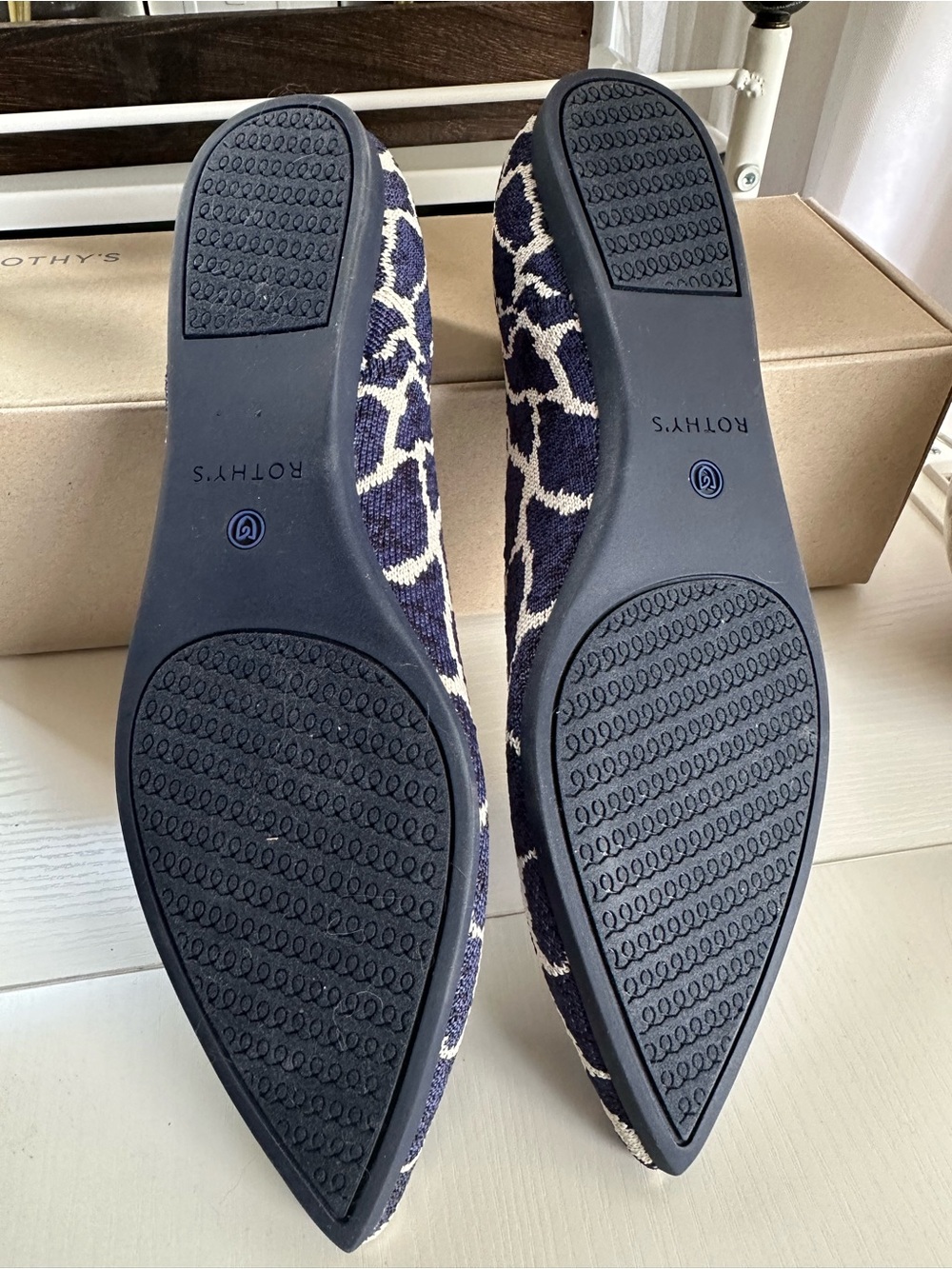 Rothy’s The Point Indigo Giraffe Flats NIB Retired Rare Size 9.5 - Picture 5 of 8